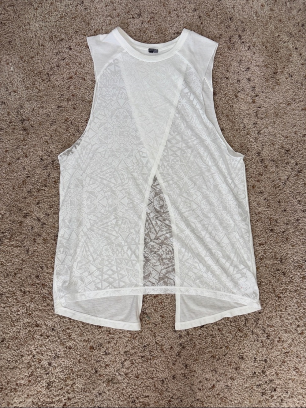 Sweaty Betty White Sheer Sleeveless Split-Back Tank Top Size XS